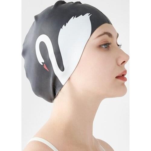 Silicone Swim Cap Fashion Design Flexible Durable Long Hair Swimming Caps Waterproof Ear Protection Pool Swim Hat For Women