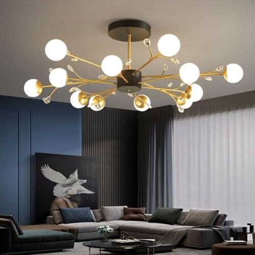 Modern Nordic Chandelier For Dining Living Room Indoor Decorative Luminaire Vertigo LED Lighting Crystal Glass Ball Lamps