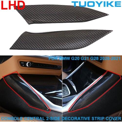 LHD Car Styling Real Carbon Fiber Central Console 2-Side Decorative Strip Cover Trim Panel For BMW 3-Series G20 G21 G28 2020-21