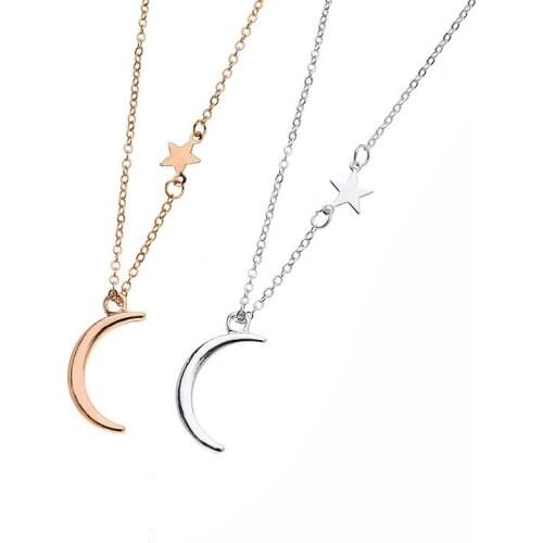 Ornaments Concise Joker Moon Stars Cut wholesale decoration star Necklace women Clavicle Necklace choker jewelry gold chain