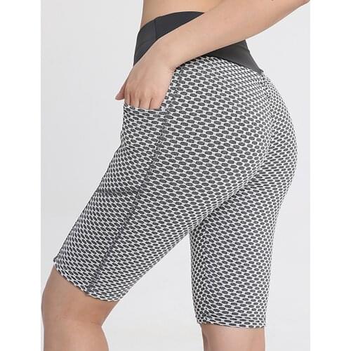 Womens Stretch Leggings High Waist Fitness Running Pockets Sport SKnee-Length Push Up Seamless Yoga Pants спортивные шорты E2