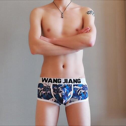 2018 WJ Brand cotton print man penis pouch boxers underwear male bulge boxers shorts gay funny bag boxer shorts men underpants