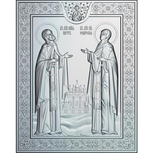 Holy Prince Peter and Princess Fevronia 3d model for cnc STL format Religion 3d Relief Model STL Router 3 axis Engraver ArtCam