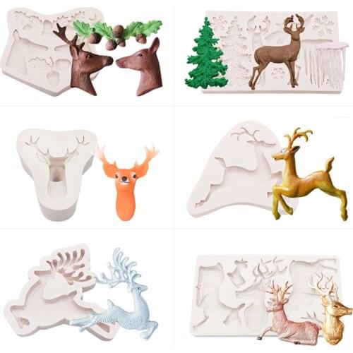 3D Christmas Deer Silicone Elk Head Cake Molds For Baking Chocolate Fondant Mold Baking Decorating Tools Accessories M1131