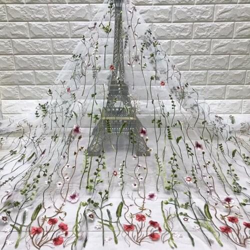 5 Yards Latest African Lace Fabric White High Quality Tulle Embroidery Swiss Voile Lace Beautiful Dress Sewing Material KRL-6817