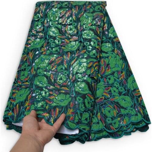 African Organza Lace Fabric High Quality Nigeria Lace Fabric 5 Yards With Sequins For Nigerian Party Dress 06