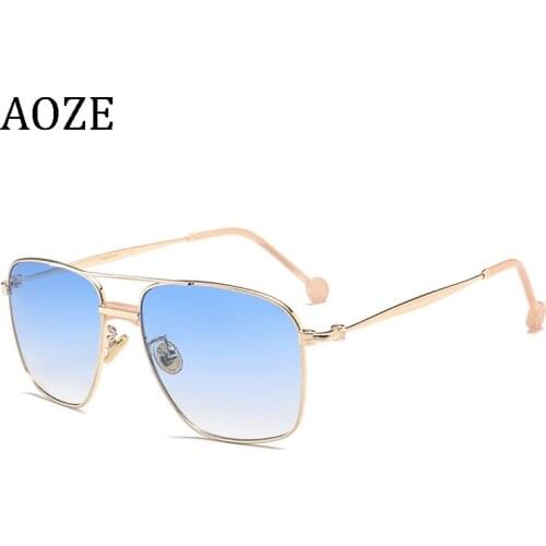 AOZE 2020 new fashion square aviation style mens mens sunglasses cool hue ocean lens design brand sunglasses UV400