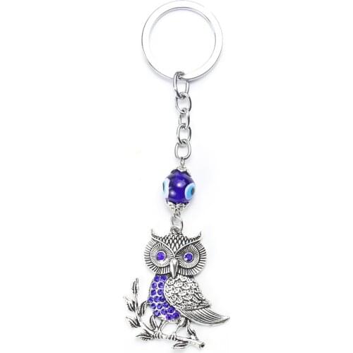 Fashion Demon Eye Keychain Owl Lucky Charms Car Bag Key Ring Jewelry Gift Keychains Feng Shui Pendant