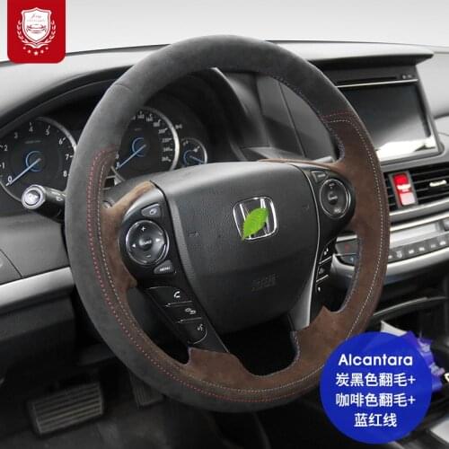 Real Alcantara suede for Honda steering wheel cover 10th Gen Civic crv FIT Accord xrv Avancier hand-stitched grip cover