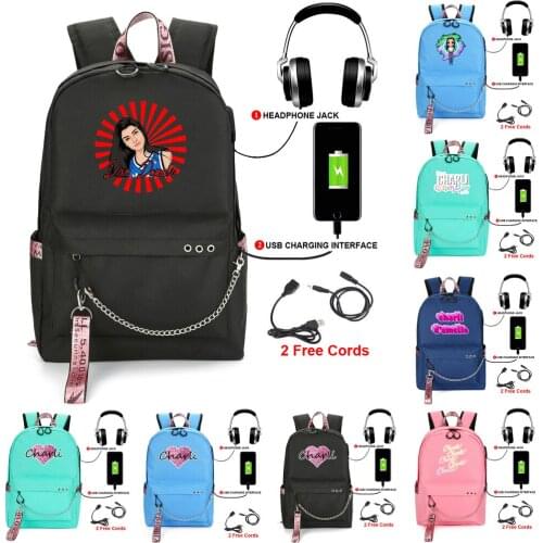 Children Backpacks Charli D'Amelio Backpack USB Fashion Women Shoulder Bags School Bag for Teenage Girl Boys Zipper