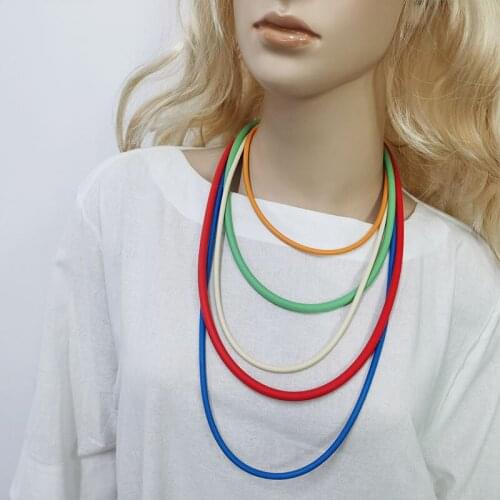 YD&YDBZ Handmade Multi-layer Leather Rope Long Necklaces Ladies Punk Style Rubber Elasticity Necklaces Choker Womens Jewelry