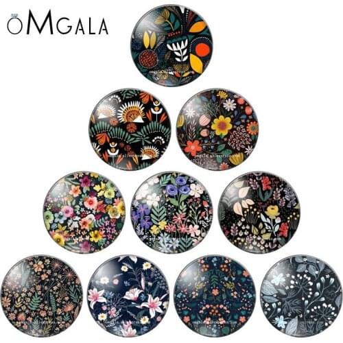 Art Colorful Flowers Plants Paintings 12mm/14mm/16mm/18mm/20mm/25mm Round photo glass cabochon demo flat back Making findings