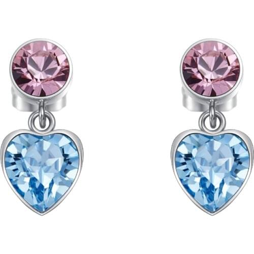 COCOM Heart Shaped Dangle Drop Sparkling Crystal Earrings Mothers Day Gifts Fashion Jewelry for Mom Popular Women Accessories