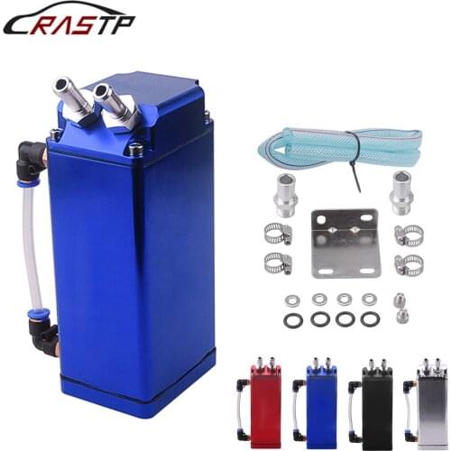 Square 0.75L Universal Billet Aluminum Racing Engine Oil Fuel Catch Reservoir Tank Can With Hose Indicator with logo RS-OCC0004