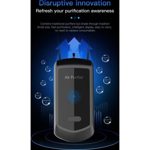 Fashionable Personal Wearable Mini Portable Car Oxygen Bar Negative Ion Generator Hanging Neck Air Purifier Black