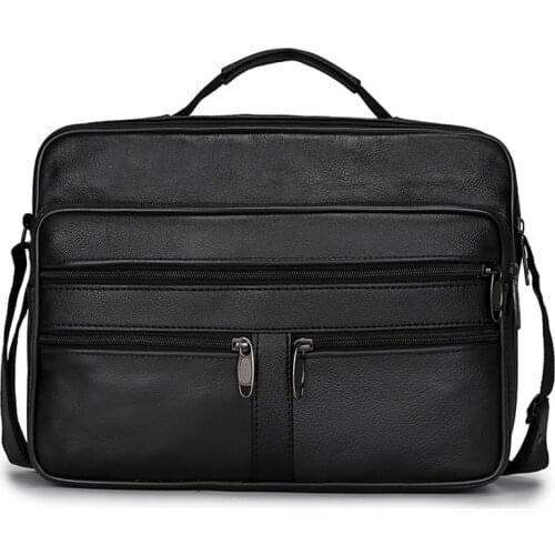 Men Multi-Pocket Leather A4 Documents Bag Fashion Soft Pu Leather Shoulder Bag for Men High Quality Leather Handbag Business