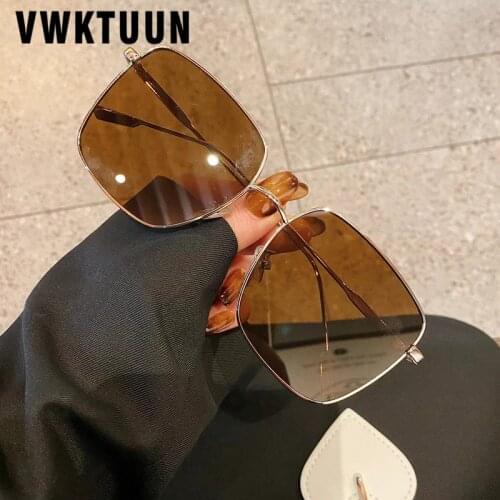 VWKTUUN Square Sunglasses Women Men Vintage Shades UV400 Metal Frame Glasses Colorful Oversized Sunglasses Driving Eyewear