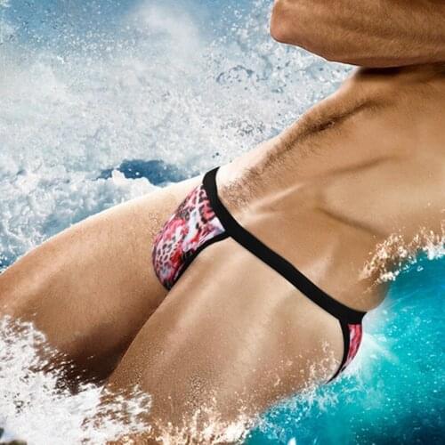 A273 New leopard gay men swimwear swimming pool carnival party thong swimsuit men swim trunk shorts men swim sunga bathing suit