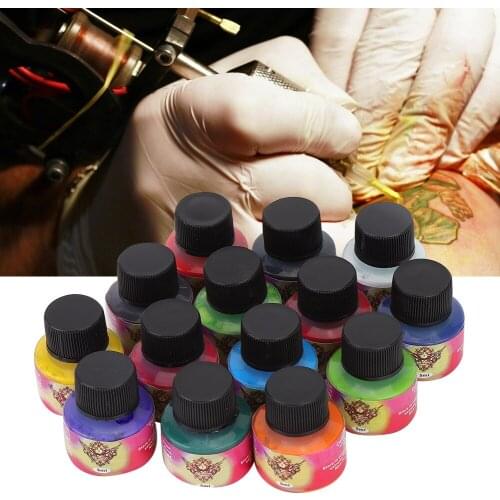 14 Colors 5ml/Bottle Professional Tattoo Inks Set Long Lasting Tattoo Pigment Practice Ink Accessory For Body Beauty Tattoo Art