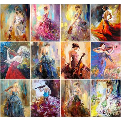 AZQSD 40x50cm Adult Painting By Number Canvas Kits Portrait Home Decoration DIY Coloring By Numbers Dancer Girl Handpainted Gift