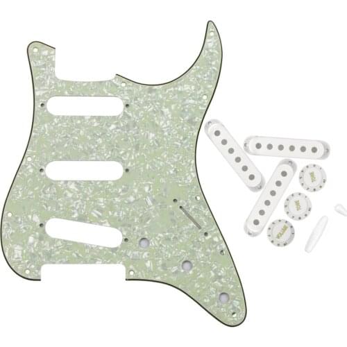 Set of Strat Guitar Parts SSS Pickguard Scratch Plate 48/50/52mm Pickup Covers 2 Tone 1 Volume Knobs Switch Cap Whammy Bar Tip