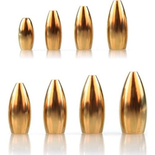 Shared With Fish 5Pcs/Bag Copper Fishing Sinkers Bullet Shape Copper Kit Fishing Tackle Tools 3.5g/5g/7g/10g/12g