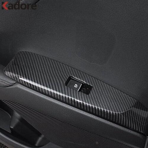 For Toyota Camry 2018 2019 2020 Carbon Fiber Inner Door Window Lift Switch Panel Cover Trim Car Interior Accessories 4pcs LHD