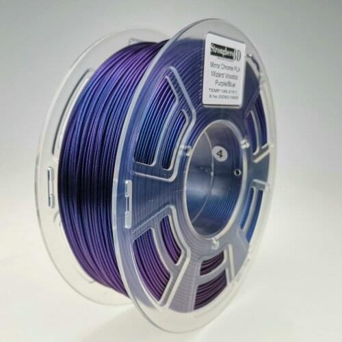 PLA 3D Printing Filament Mirror Chrome Angle Change 1.75mm 1kg Discoloration Rainbow Gradient Chameleon Blue Purple Transition