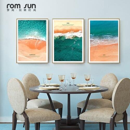 Nordic Seascape Beach With Quote Canvas Painting Posters Print Wall Art Pictures For Living Room Bedroom Aisle Unique View Decor