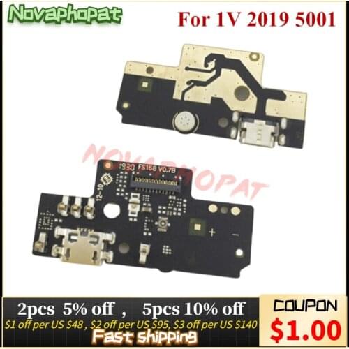 Novaphopat For Alcatel 1V 2019 5001 5001D 5001A USB Dock Charging Port Charger Plug Board Flex Cable Board With Microphone MIC