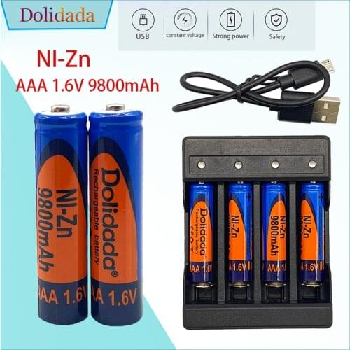 New Ni-Zn AAA rechargeable battery 1.6 V 9800mah charge more stable, life is 5 times of 1.5 V series battery,can be recycled