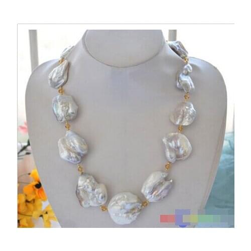 HUGE nature 25-30mm baroque white KESHI REBORN PEARL NECKLACE 23inch