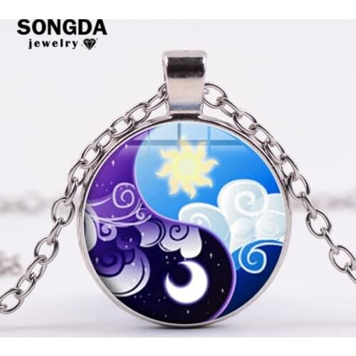 SONGDA My Little Horse Baoli Poni Cartoon Necklace Princess Luna and Princess Celestia Sisters Yin Yang Necklace Gift for Friend