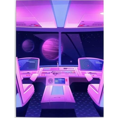 Canvas Prints Painting Cockpit Wall Artwork Spaceship Poster Modular Picture Synthwave Space For Modern Living Room Home Decor