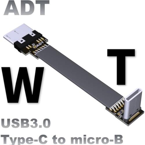 Type C To Micro USB 3.0 Type-c 90 degree Adapter 5cm-100cm FPC Ribbon Flat USB 3.1 C Micro-B 3.0 FPV Cable 3A 5Gbps