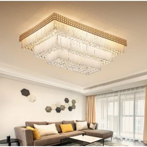 Simple rectangular crystal lamp color changing living room lamp LED ceiling lamp atmospheric bedroom lamp room lighting
