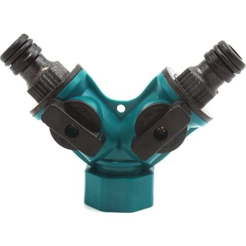 2-Way Garden Tap Water Splitter 1/2" 3/4" Female Thread Quick Connector Y Type Watering Adjustable Switch Water Controller Valve