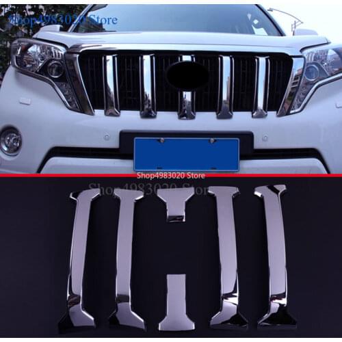 For Toyota Land Cruiser Prado 150 FJ150 2014 2015 2016 2017 ABS Chrome Front Mesh Grille Cover Car Styling Accessories