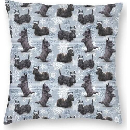 Luxury The Christmas Scottish Terrier Scottie Dog Throw Pillow Case Decoration Cushion Cover 40x40 Pillowcover For Living Room