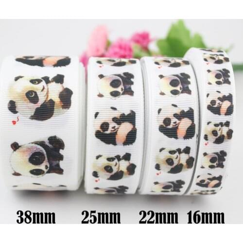 Cute panda printed grosgrain ribbon lovely animal DIY hair accessories agrment 25 yards