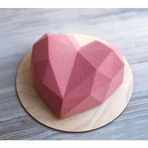 Silicone Mold Heart-shaped French Mousse Cake Diamond Surface Silicone Mould Custom Molds Baking Home Food Grade Silicone PRZY