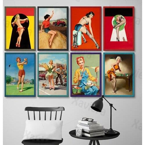 Nordic Retro Canvas Painting Soviet World World War Ii Sexy Girl Life Daily Art Poster On The Wall Home Decor Living Room Mural