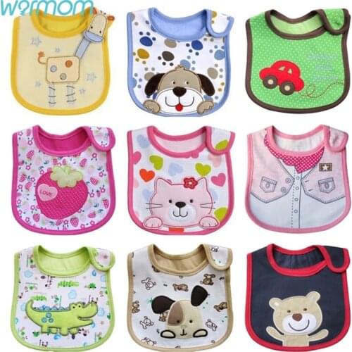 Warmom Baby Saliva Towel Baby Cotton Bib Three-layer Waterproof Dirt-proof Bib Cartoon Fashion Infant Bib 1Pcs For Girls & Boys