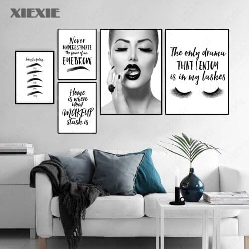 Modern Posters Eyebrow Makeup Art Wall Canvas Painting Beauty Nails Art Picture Quote Print and Poster for Girl Room Home Decor