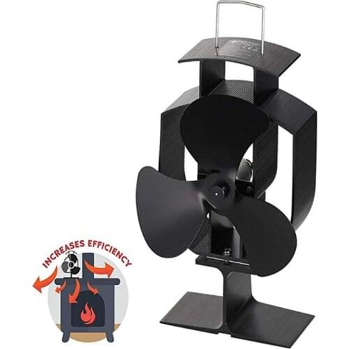 Silent Operation 3 Blades Heat Powered Stove Fan for Wood Log Burner Fireplace Start 60℃ Home of Small Height Fireplace Fan