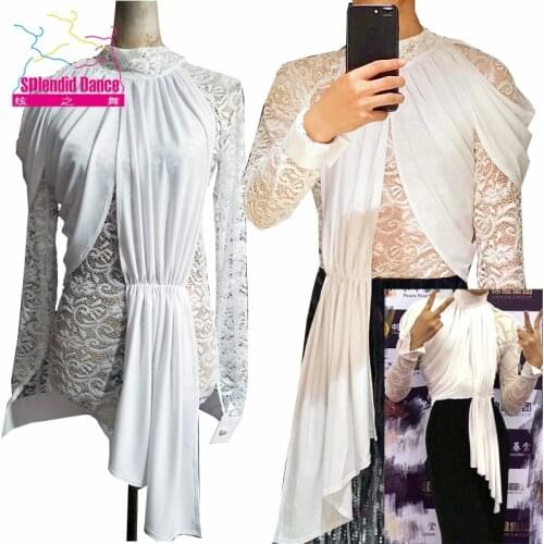 Customized Latin Dance Tops For Men Ballroom Competition Wear Stage Performance Costume Designer Clothes Salsa Dance Wear DL7028