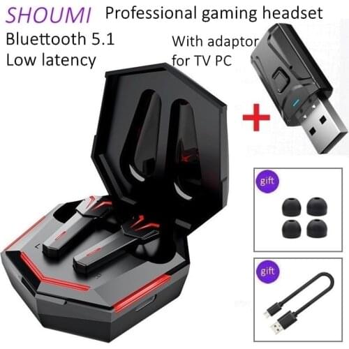 KS06 Bluetooth TWS Gaming Earbud Sound Position Earphone Low Latency Stereo Wireless Headset with Mic USB Adaptor for TV PC Game