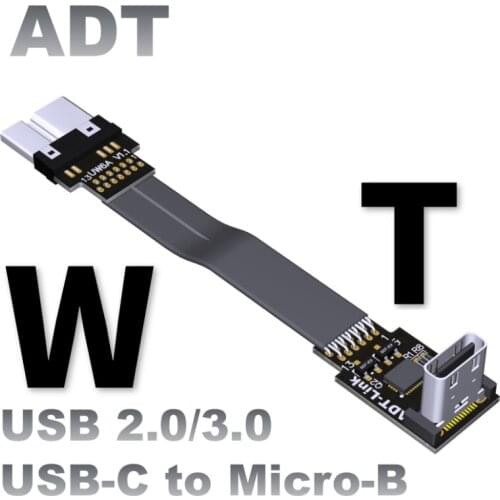 USB 3.0 Type-C to USB 3.0 micro-B Flat FPV shielded cable Type C Micro B Angled Support 0.03m-3m 5G/bps Aerial photography