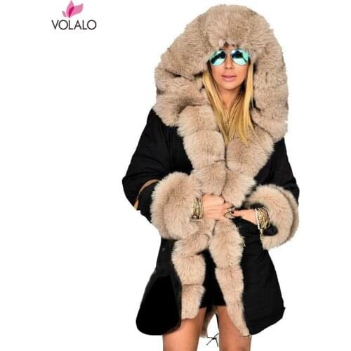 Plus Size Women Winter Jacket Coat Hooded Overcoat Cotton Coat Women Faux Fur Coat Warm Parka Womens Thick Furs Military Coat