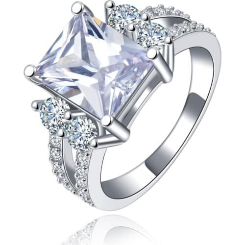 White gold Color vintage rings For Women AAA Zircon jewelry vintage ring wedding engagement women rings Size 6 7 8 9 10